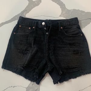 90’s high-rise cut-off shorts. 4” black denim.